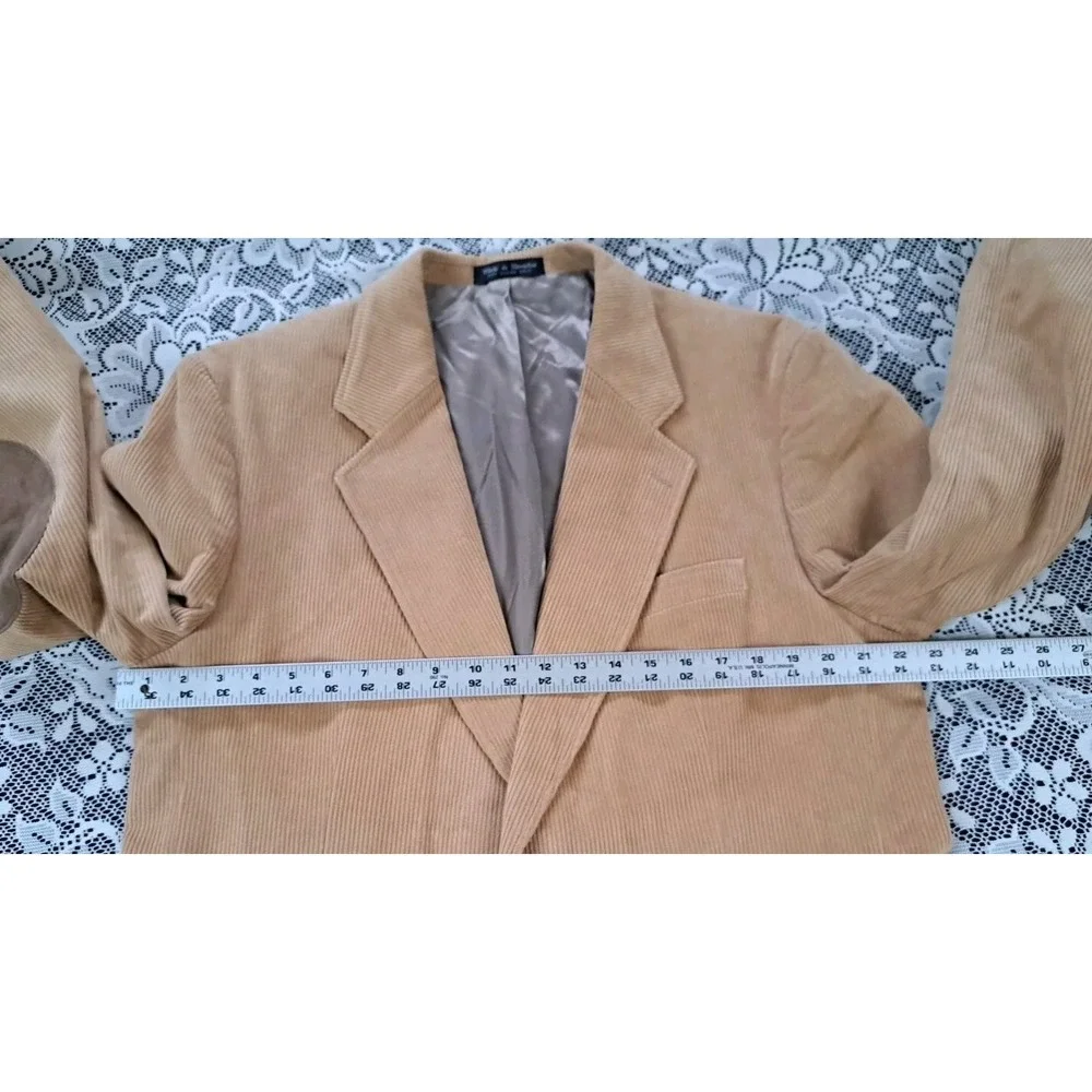 Corduroy Blazer Men's‎ 44L Tan Brown Two Button Elbow Patches Single Vent Preppy